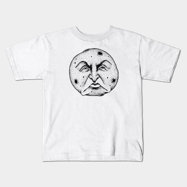 Frowning moon Kids T-Shirt by popcornpunk